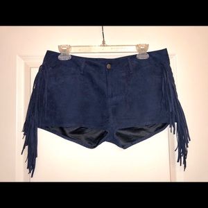 * Price Drop* Blue Suede Fringe Shorts
